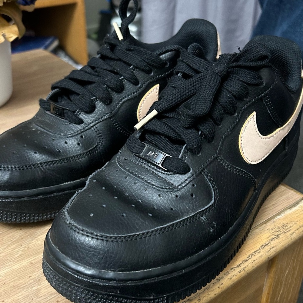 Black Nike Air Force 1 Size 9 with pink swoosh